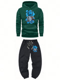 2Pcs/Set Men'S Thickened Fleece Lined Hoodie Sweatshirt and Sweatpants Set, Autumn Winter 2025 New Casual plus Size Set