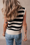 Black Stripe Ribbed Trim Knitted Sweater Vest