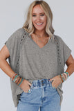 T-shirt oversize gris avec détails en dentelle au crochet