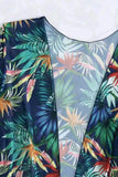 Ensemble bikini noir 3 pièces à bordure contrastée tropicale avec cache-maillot