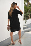 Black Ruffled Sleeve Shift Dress