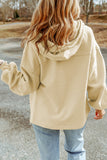 Apricot Flap Pocket Drawstring Hood Zip Up Jacket