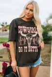 グレー COWGIRLS DO IT BETTER グラフィックプリント オーバーサイズ T シャツ