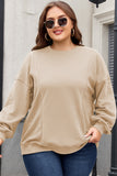 Sweat-shirt ras du cou ample patchwork abricot grande taille