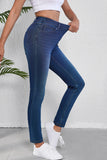 Jean décontracté en tricot extensible délavé à poches multiples Ashleigh Blue