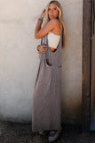 Philippine Gray Corded Adjustable Straps Wide Leg Loose Overall