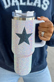 Tasse portative en acier inoxydable avec strass en forme d'étoile blanche 40 oz