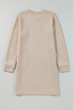 Apricot Solid Color Textured Long Sleeve Shift Dress