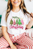 T-shirt ras du cou blanc à imprimé graphique « Joyeux Noël »