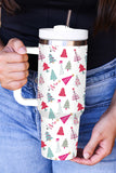 Tasse thermos blanche à imprimé sapin de Noël de 40 oz