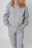 Ensemble de vêtements de sport gris uni avec sweat à capuche et pantalon de jogging à coutures apparentes