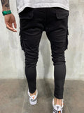 Men Stretchy Multi-pocket Skinny Ripped Jeans Men's Slim Fit Jogger Pencil Pants 2021 Fashion jeans Sweatpants Hip hop Trousers