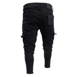 Pantalon en jean slim déchiré pour homme, pantalon de jogging slim avec poche pour jeune homme, pantalon extensible noir