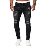 Jean skinny déchiré pour homme, pantalon crayon bleu slim fit, pantalon de motard décontracté, streetwear 2022, vêtements en denim de haute qualité pour homme