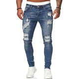 Jean skinny déchiré pour homme, pantalon crayon bleu slim fit, pantalon de motard décontracté, streetwear 2022, vêtements en denim de haute qualité pour homme