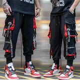 Pantalon cargo classique pour homme, streetwear, hip-hop, avec lettres et rubans, poches, survêtement tactique, décontracté, KZ99