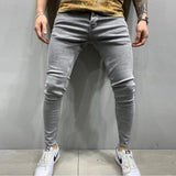 Mens Skinny Ripped jeans Slim scarification Blue Denim Pencil Pants Street hip-hop denim trousers fashion cowboy clothing men