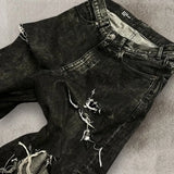 2024 Nouveau jean baggy déchiré noir Goth Retro Y2k Denim Pantalon Hommes et Femmes Casual Hip Hop Pantalon Droit Large Jambe Streetwear