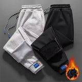 Winter Men's Wide Loose Casual Pants Trendy Sweatpants Joggers Pants Clothing Warmer Fleece Thicken Cotton Long Trousers