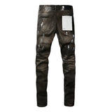 High Street Do Old Purples Ripped Jeans Rétro Personnalité Rap Hip Hop Style Denim Pantalon Droit Homme Jeans