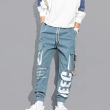 Men Drawstring Casual Pants Ribbon Tassel Pocket Hip Hop Joggers Cargo Pants Workout Sweatpants Trousers Sweatpants Streetwear