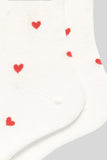 White Valentines Heart Pattern Crew Socks