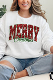 Beige MERRY Christmas Heat Transfer Printing Crewneck Pullover Sweatshirt