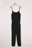 Black Drawstring Waist Spaghetti Straps Jumpsuit