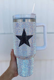 Tasse portative en acier inoxydable avec strass en forme d'étoile blanche 40 oz