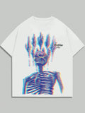 ROMWE Grunge Punk Men Skeleton & Slogan Graphic Tee for Halloween, School