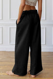 Black Elastic High Waist Drawstring Sweatpants