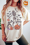 ホワイトスカルパンプキンフェイス STAY SPOOKY グラフィック ハロウィン T シャツ