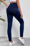 Jeggings extensibles taille haute bleu uni Ashleigh