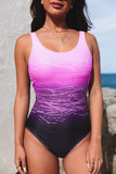 Maillot de bain une pièce violet dégradé à dos croisé