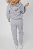 Ensemble de vêtements de sport gris uni avec sweat à capuche et pantalon de jogging à coutures apparentes