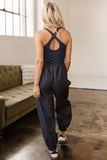 Carbon Grey Back Crossed Straps Hollow Out Jogger Jumpsuit