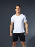 5Pcs/Set Boyfriend Style Men'S Sports T-Shirts, Running Quick-Dry Short Sleeve Tops, Loose Breathable Fitness Wear, Outdoor Athletic Clothes Gym Clothes Boyfriend Style Men Basic T Shirt