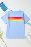 Beau Blue Striped Patch Front Casual Tee